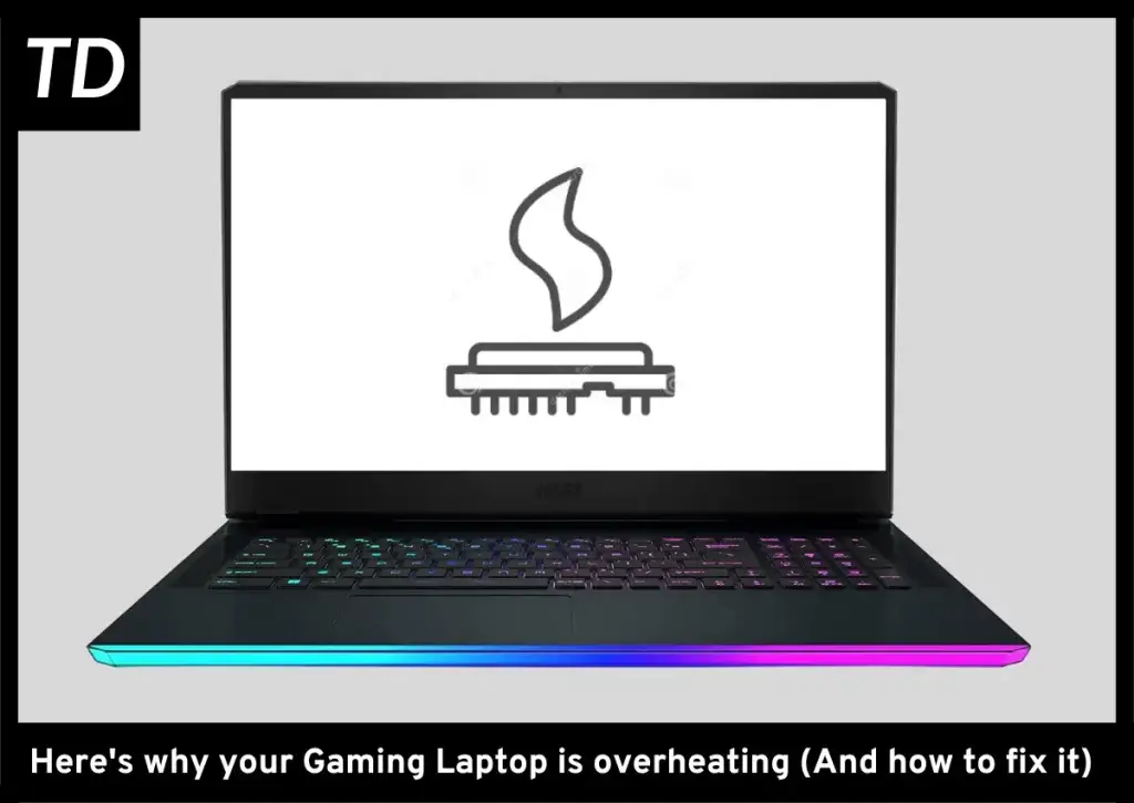 Gaming laptop shows an overheating logo
