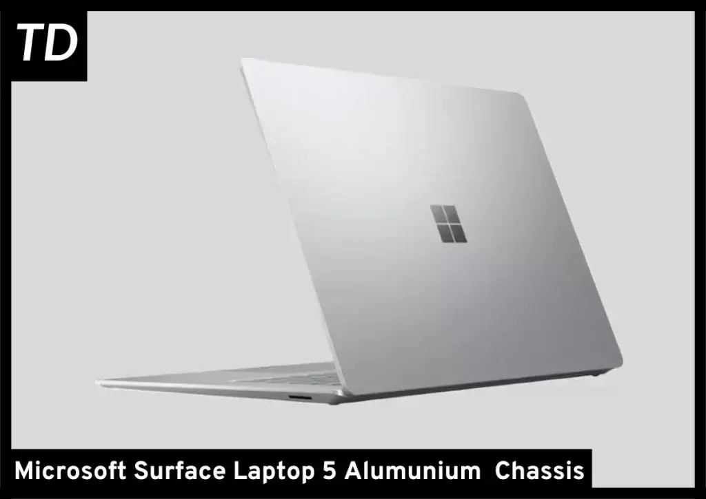 Surface Laptop 5 side view of alumunium chassis