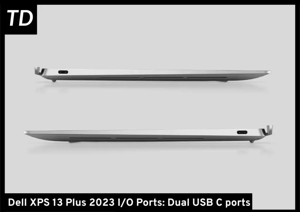 Side view of Dell XPS 13 Plus showing I/O ports