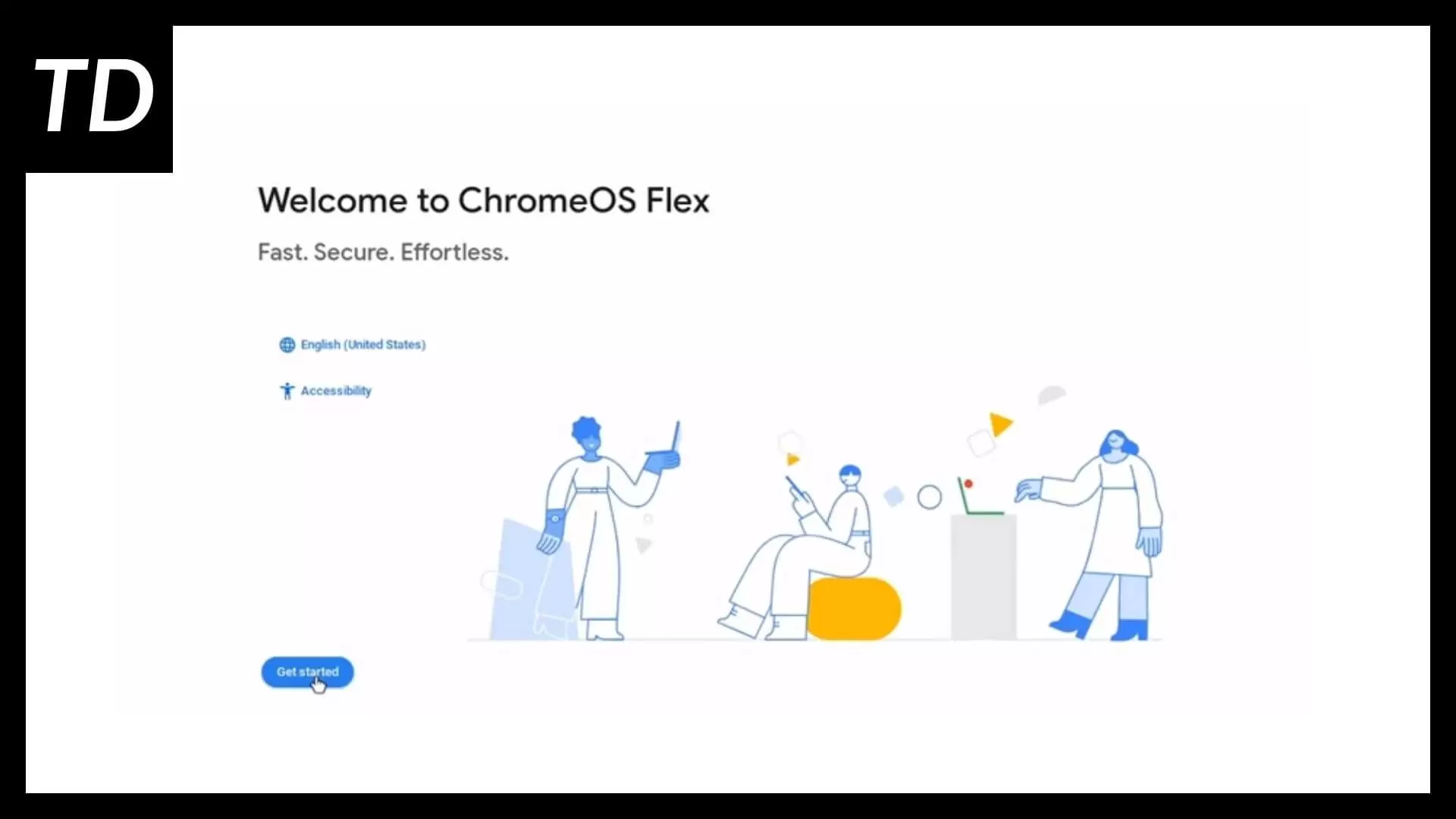 Welcome to Chrome OS screen on boot up