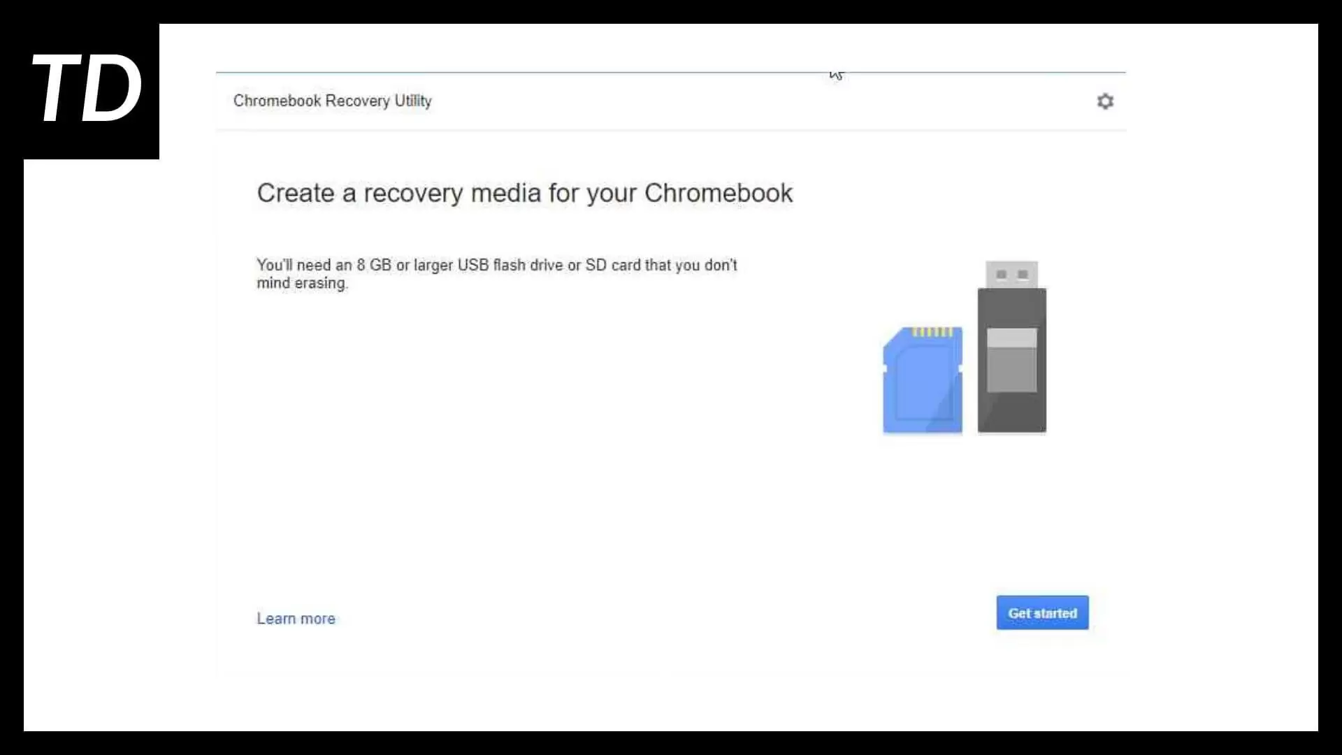 Chrome Recovery Utility menu